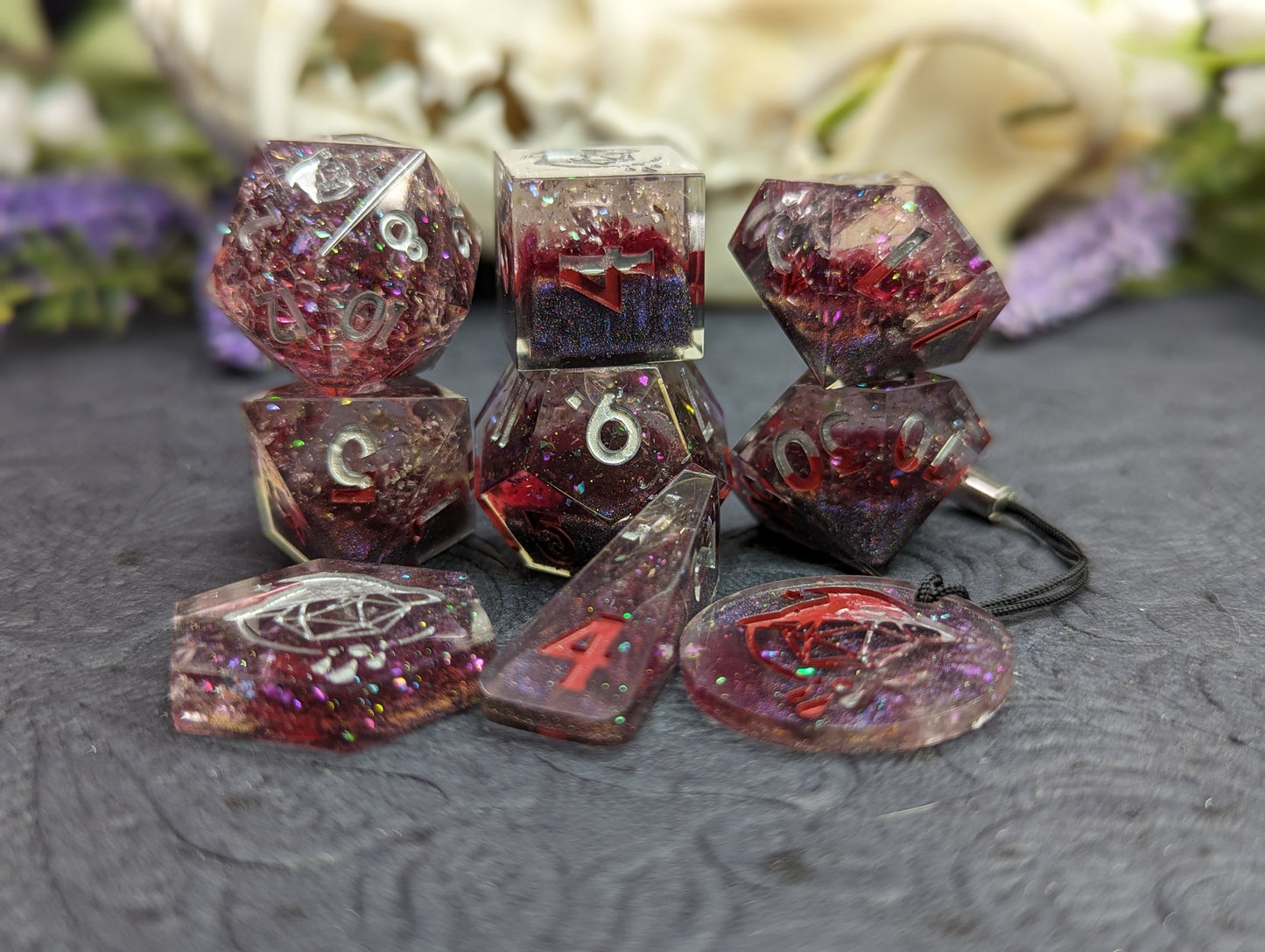 The Fall of Silver Handmade Dice Set