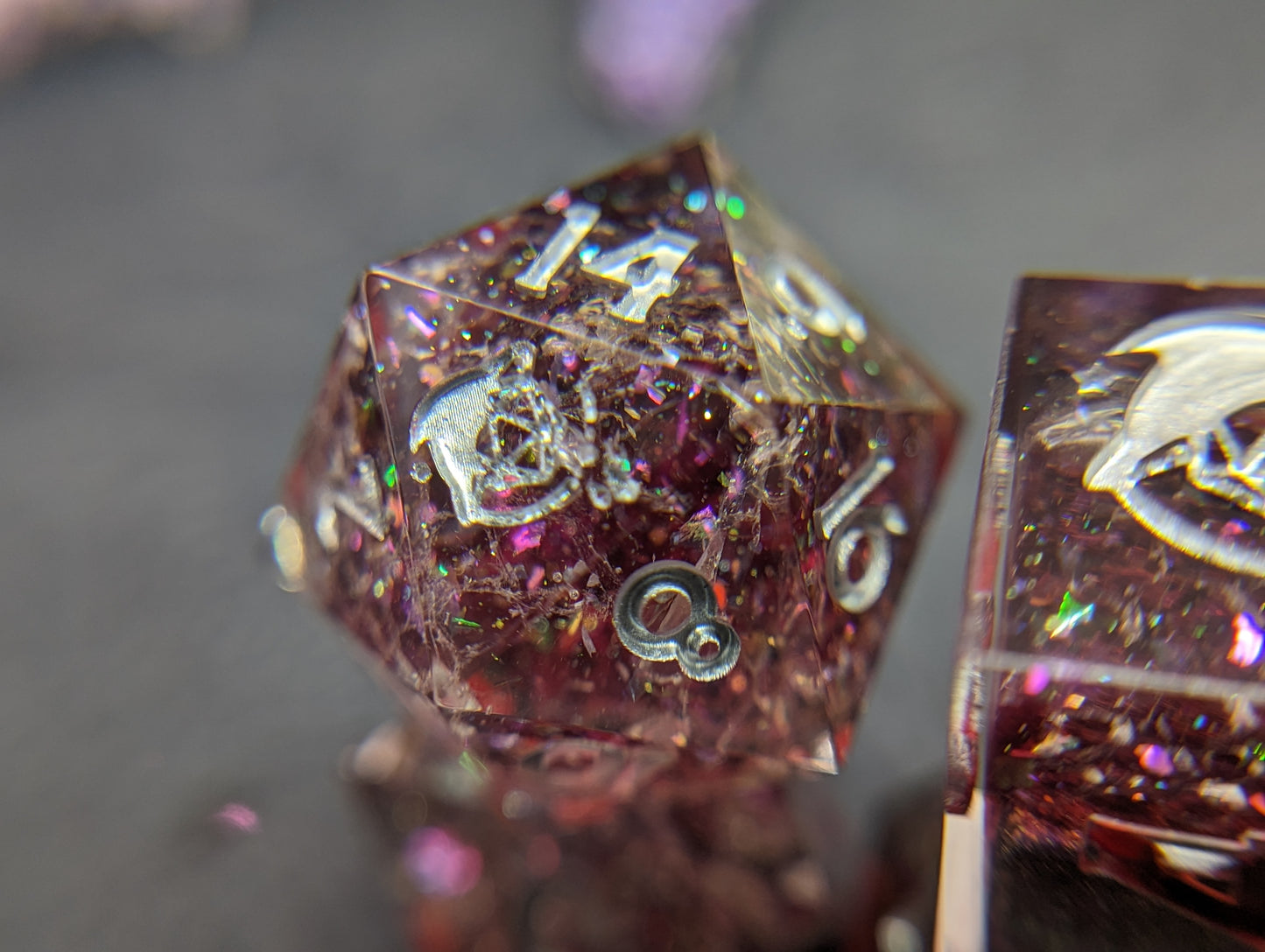 The Fall of Silver Handmade Dice Set