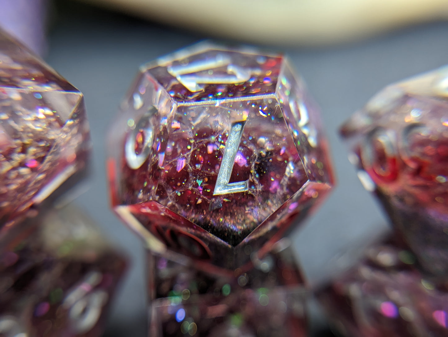The Fall of Silver Handmade Dice Set