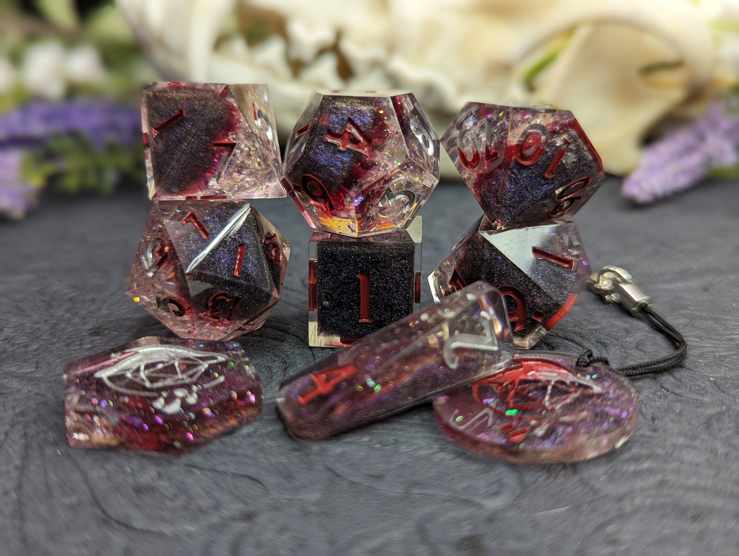 The Fall of Silver Handmade Dice Set