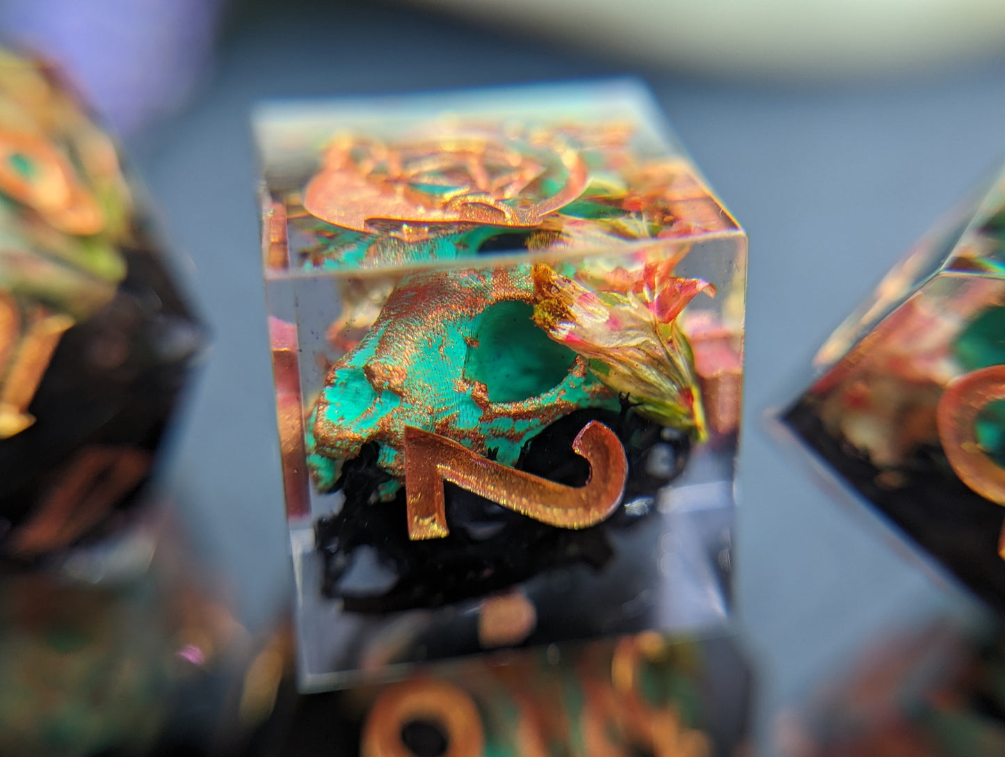 Decay and Verdigris Handmade Dice Set