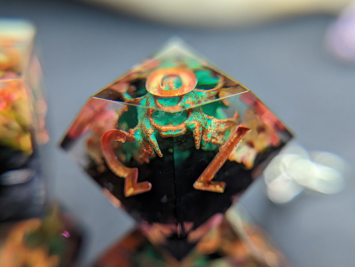 Decay and Verdigris Handmade Dice Set