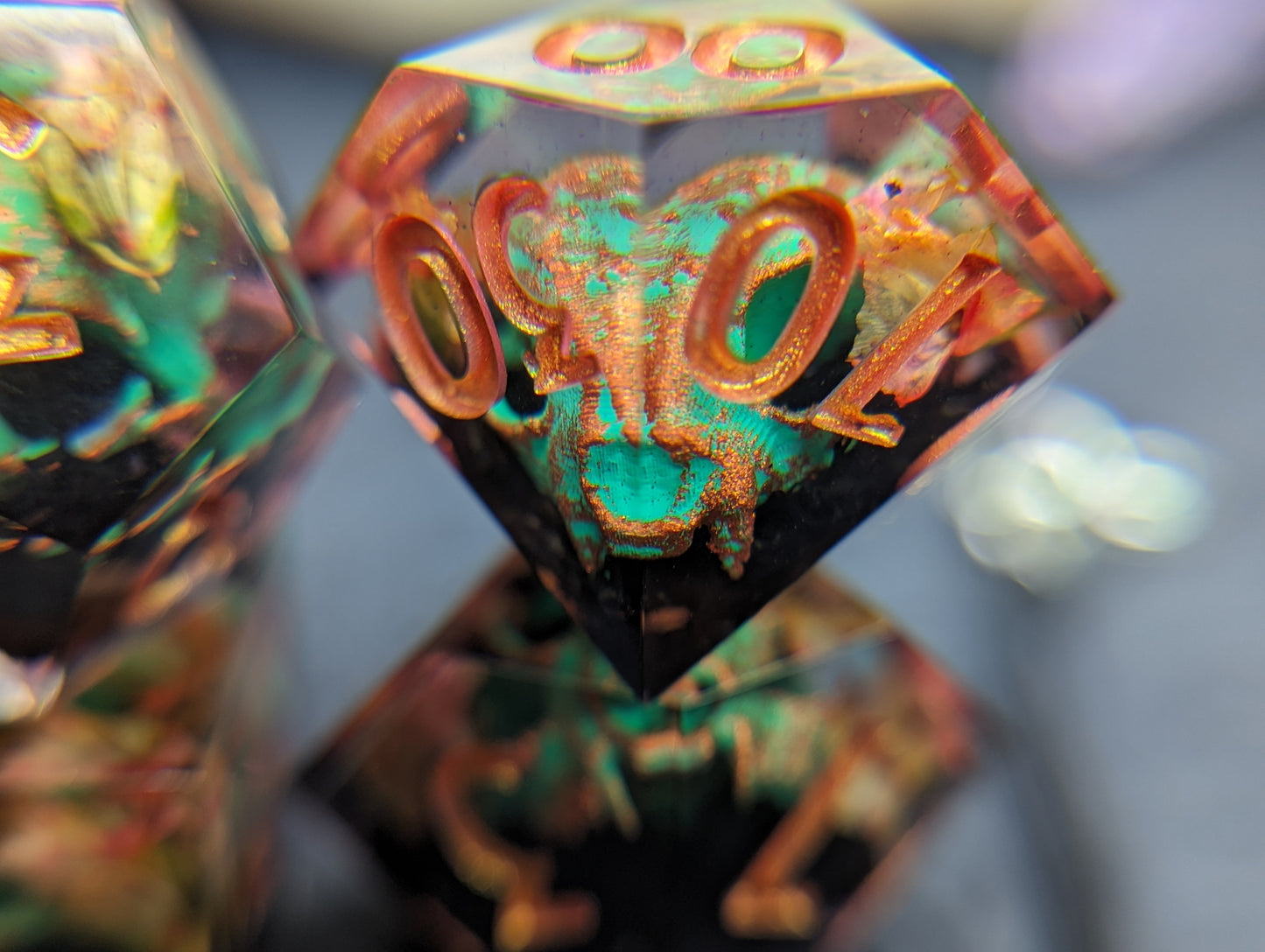 Decay and Verdigris Handmade Dice Set