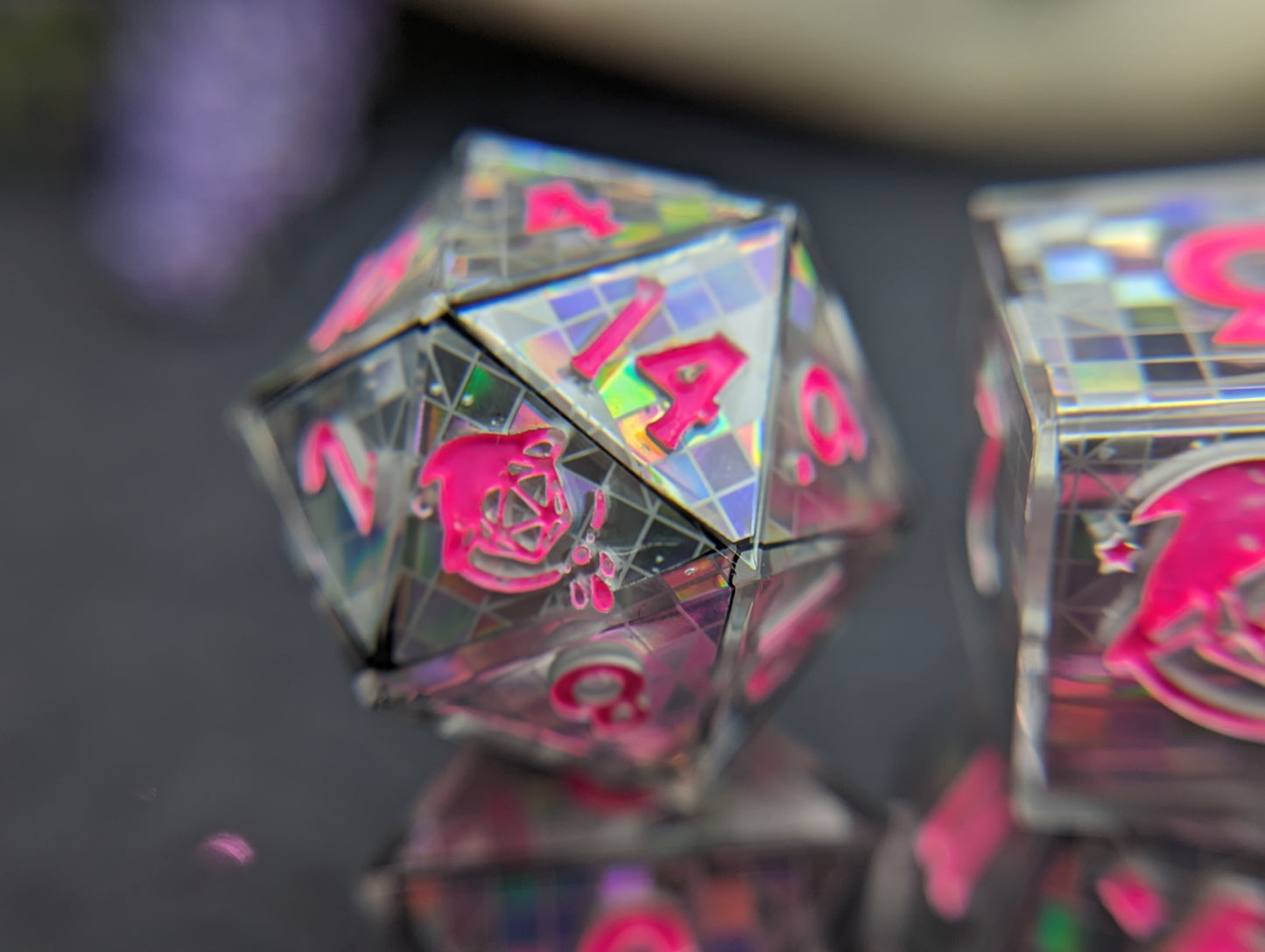 Disco Dungeon - Pink - Handmade Dice Set