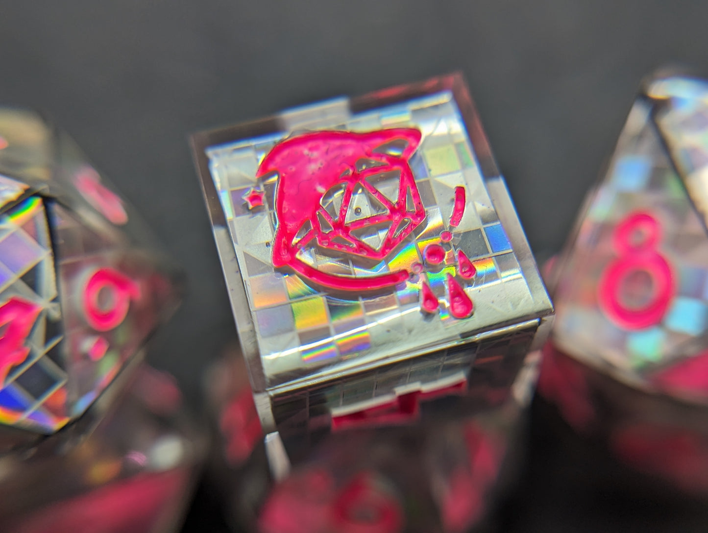 Disco Dungeon - Pink - Handmade Dice Set