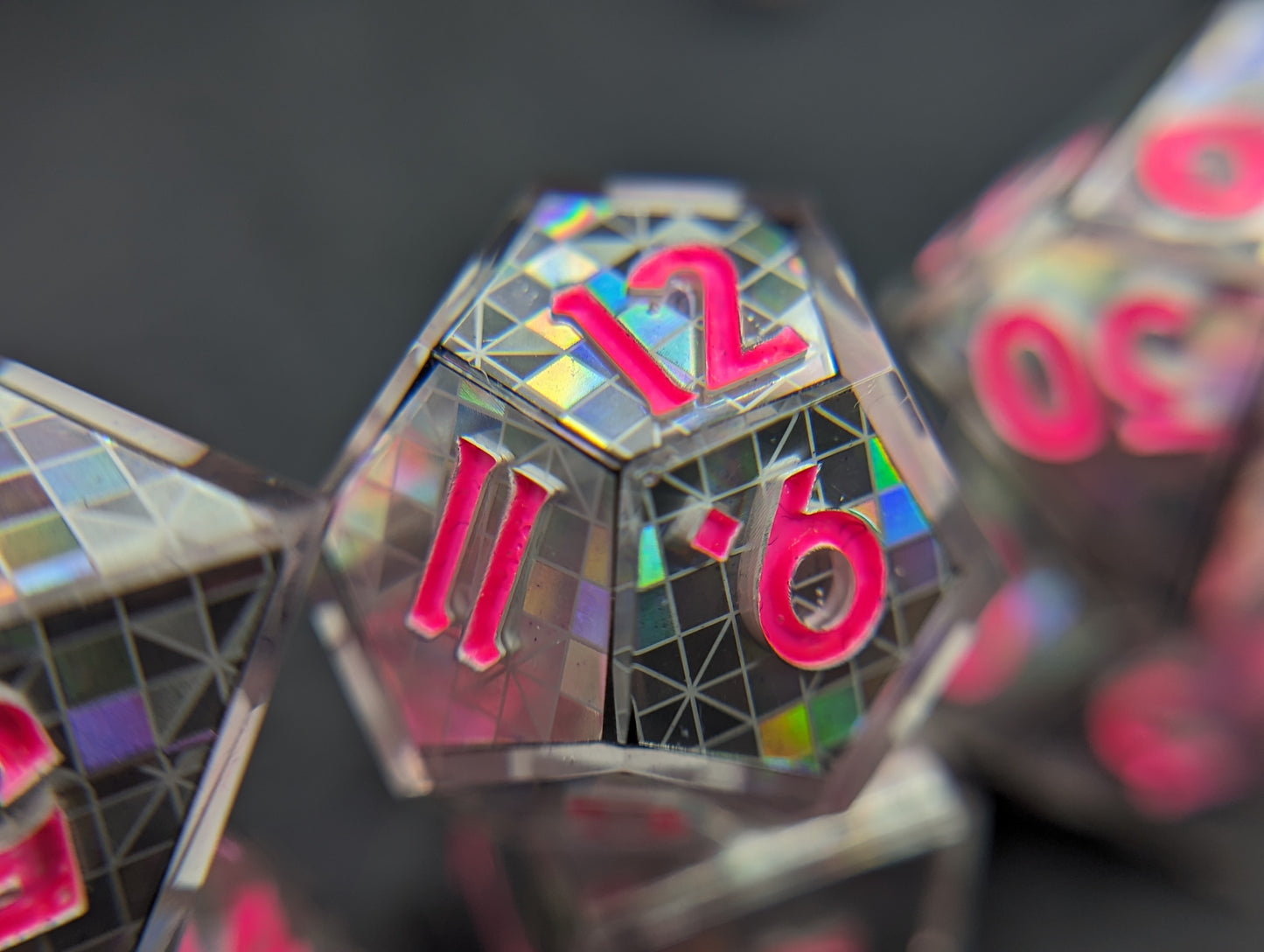 Disco Dungeon - Pink - Handmade Dice Set