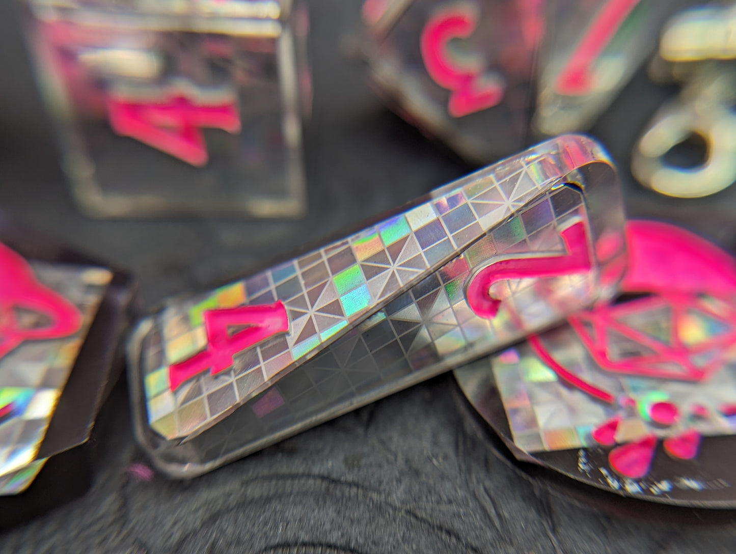Disco Dungeon - Pink - Handmade Dice Set