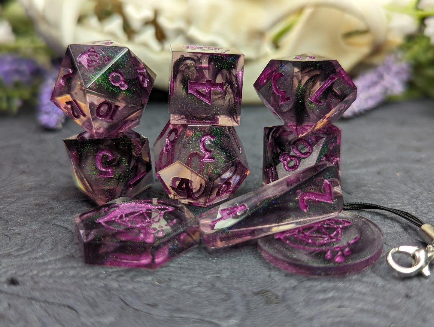 Midnight Orchid Handmade Dice Set