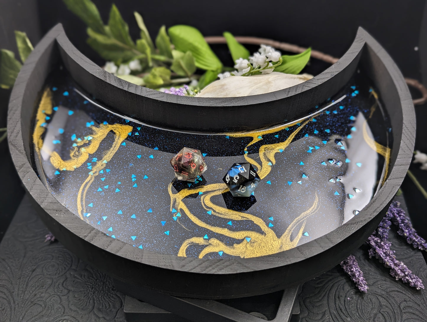 Wood Dice Tray with Resin