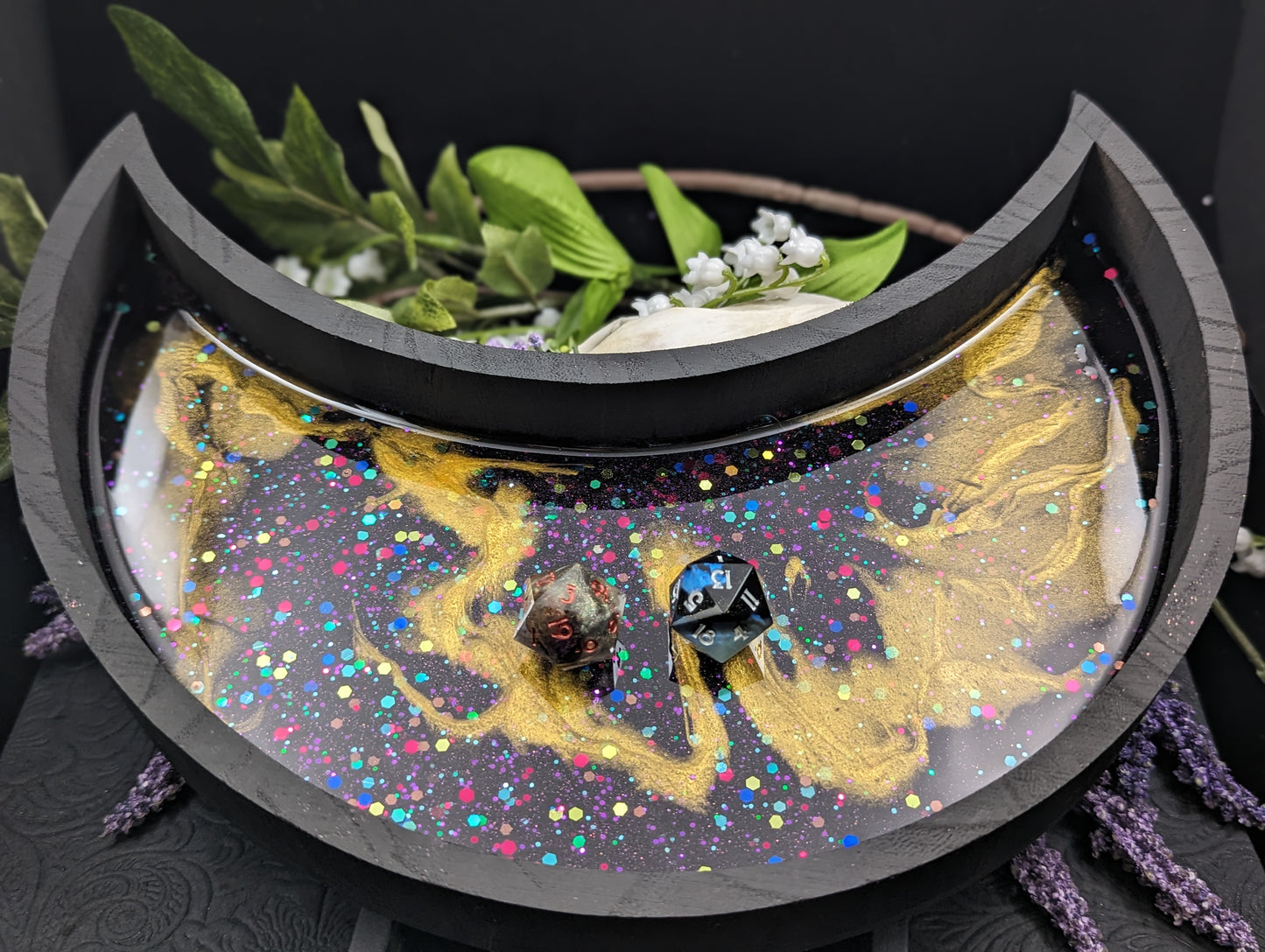 Wood Dice Tray with Resin