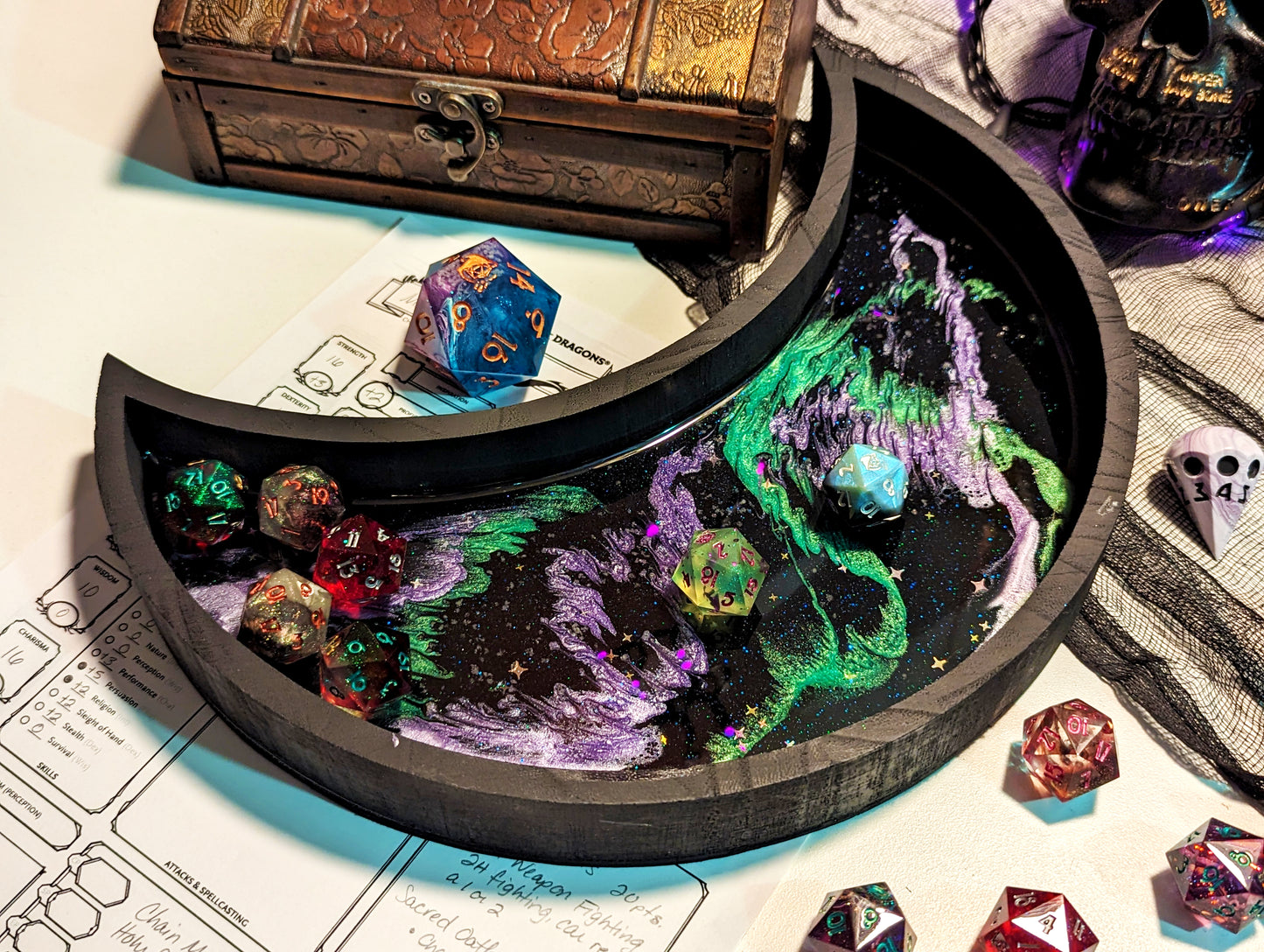 Wood Dice Tray with Resin