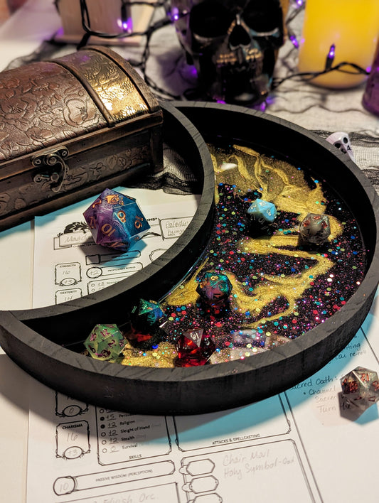 Wood Dice Tray with Resin