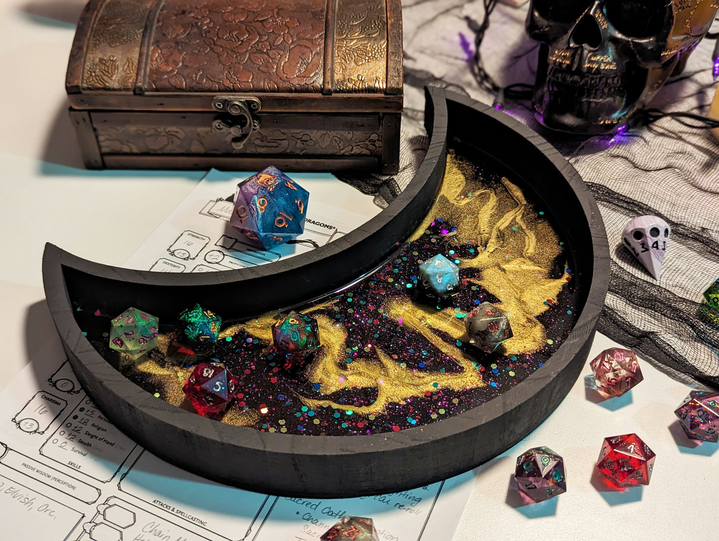 Wood Dice Tray with Resin
