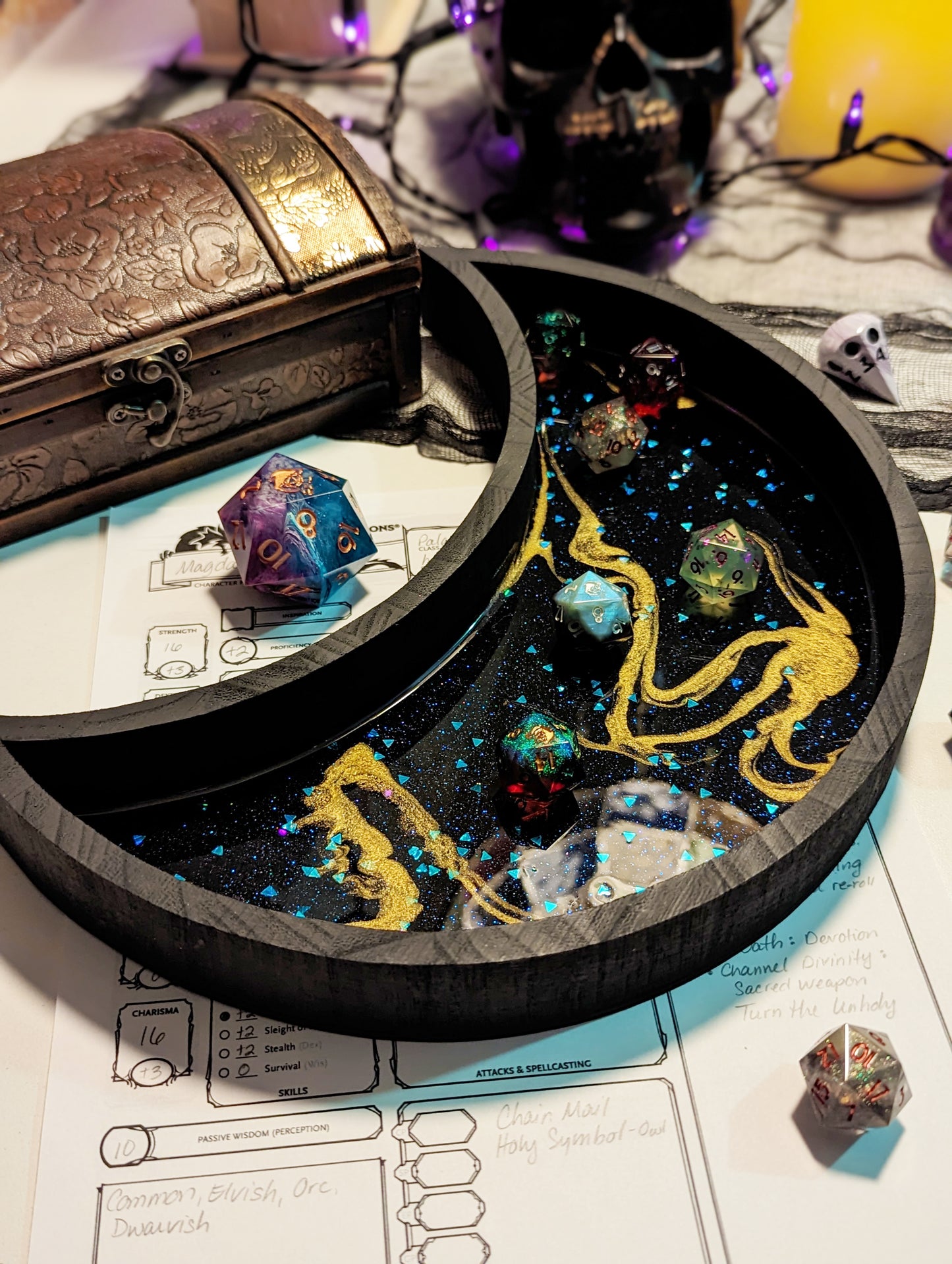 Wood Dice Tray with Resin