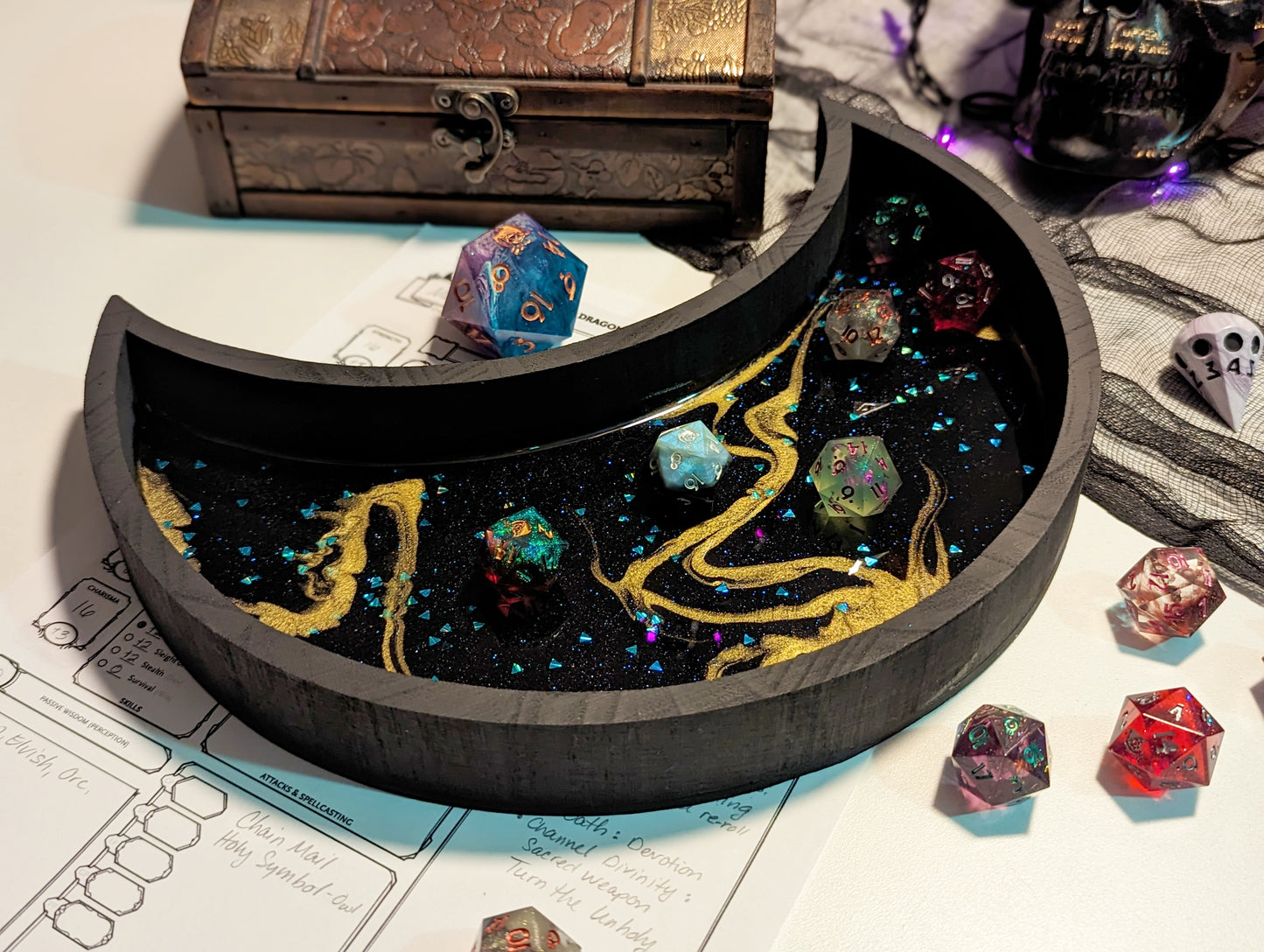 Wood Dice Tray with Resin