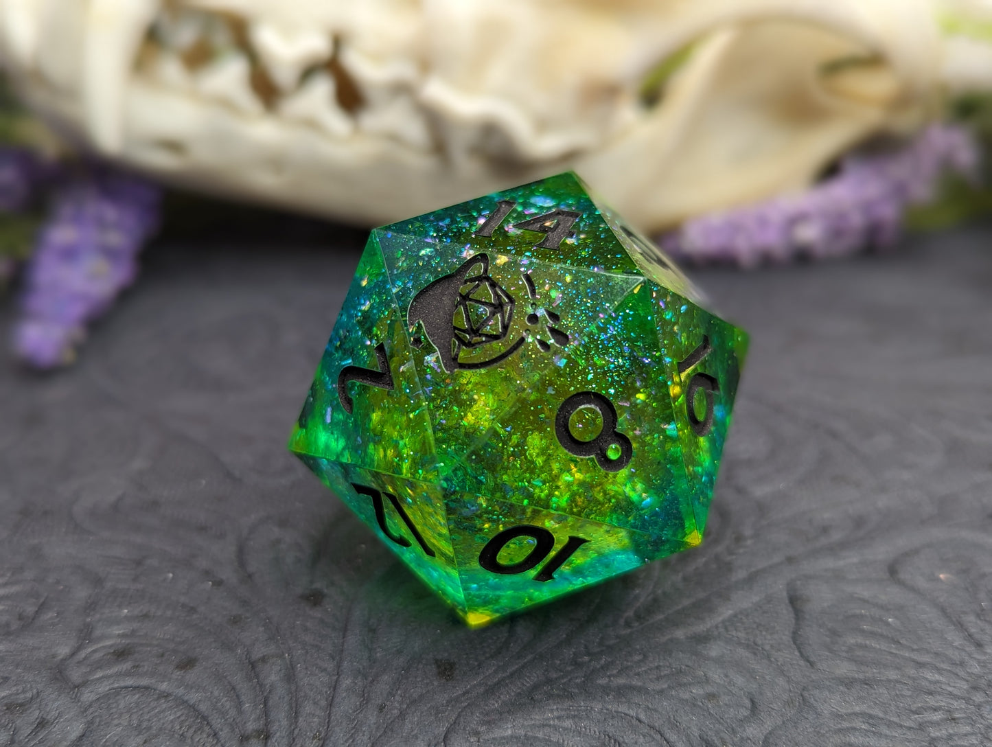 Tourmaline - 40mm Chonk d20 Single Dice