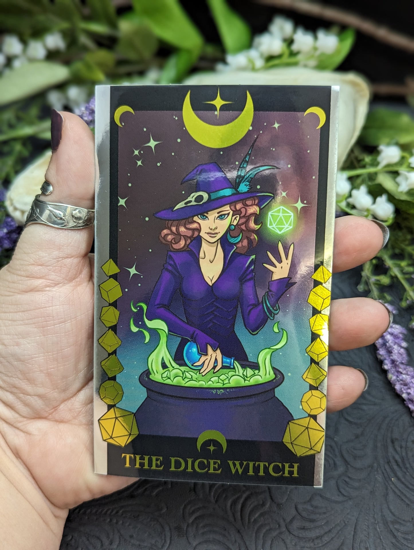 Dice Witch Tarot Metallic Sticker