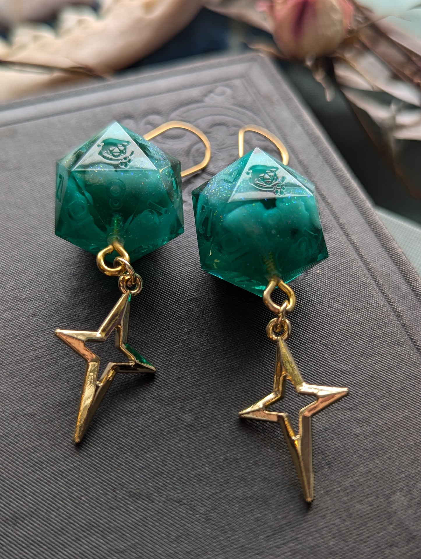 Azure Sky Handmade d20 Earrings