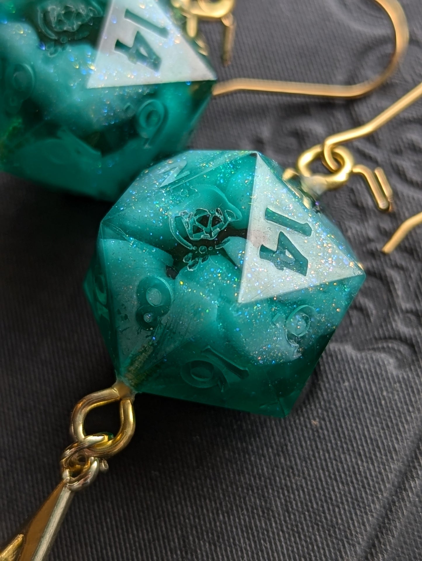 Azure Sky Handmade d20 Earrings