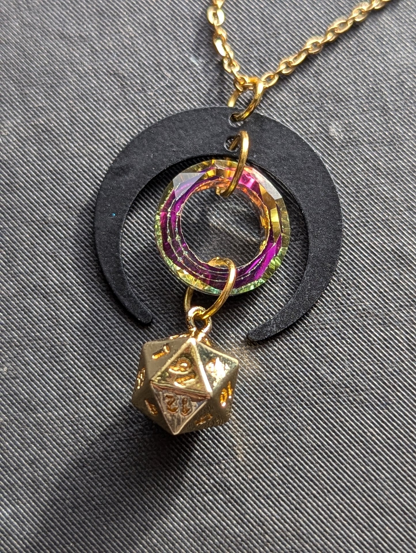 Penumbra Gold d20 Necklace