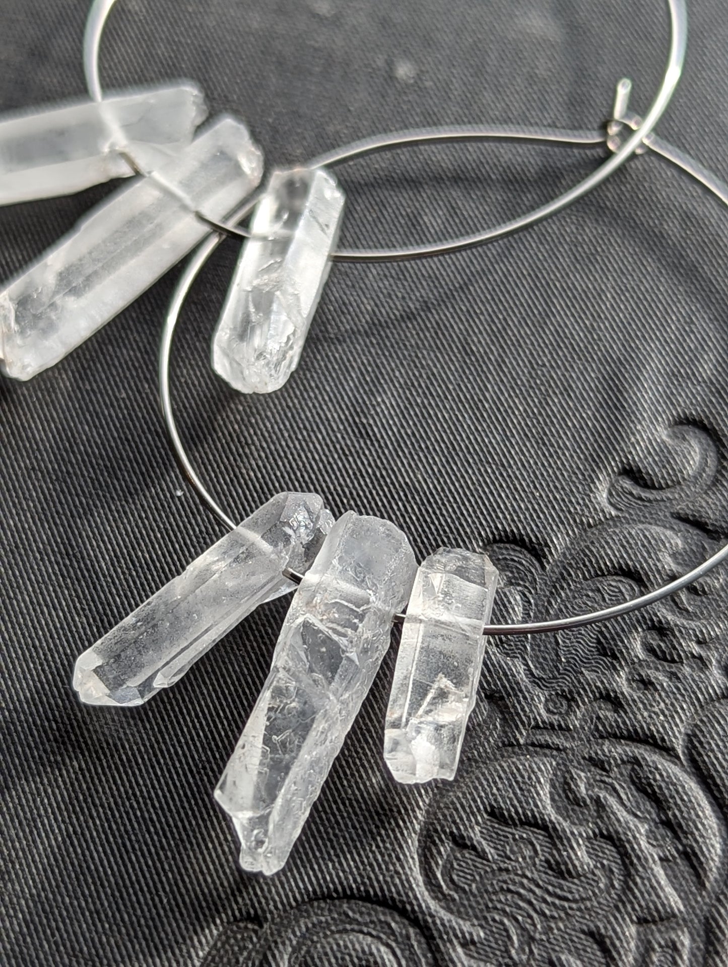 Raw Quartz Hoop Earrings