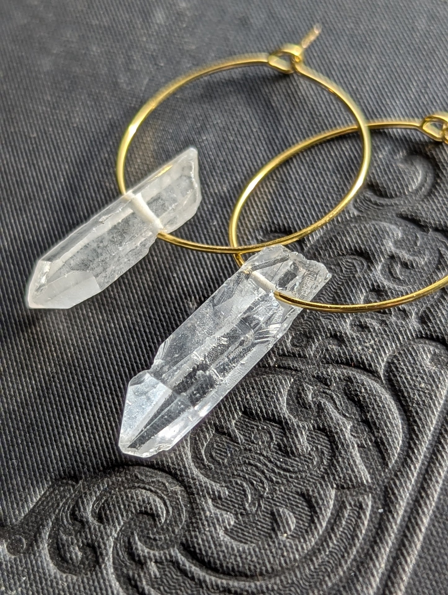 Raw Quartz Hoop Earrings