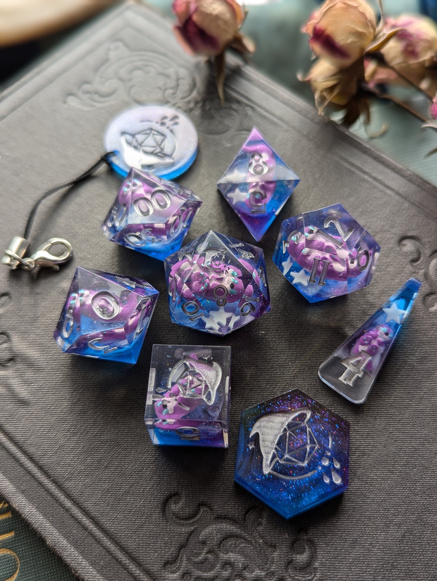 Astral Sea Awwtters (Silver) Handmade Dice Set