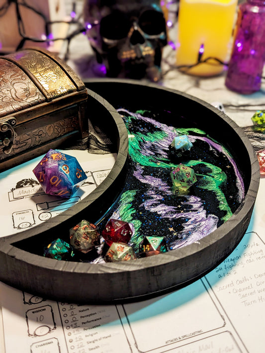 Wood Dice Tray with Resin