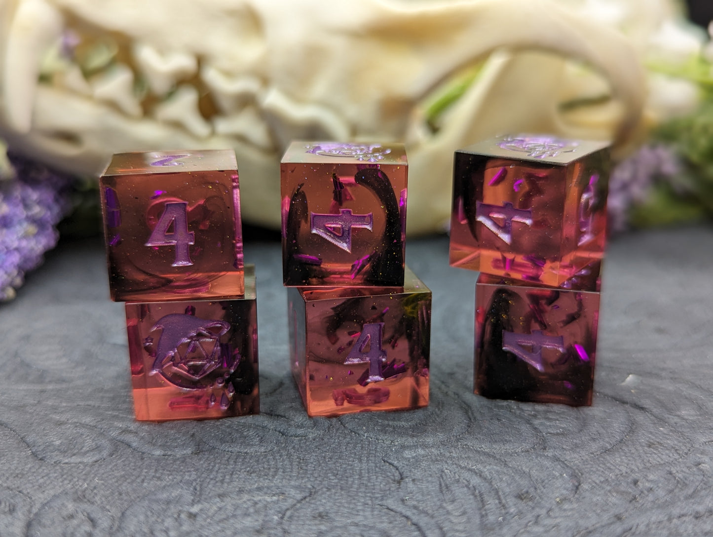 Fire Berry - 6 d6 Handmade Dice Set