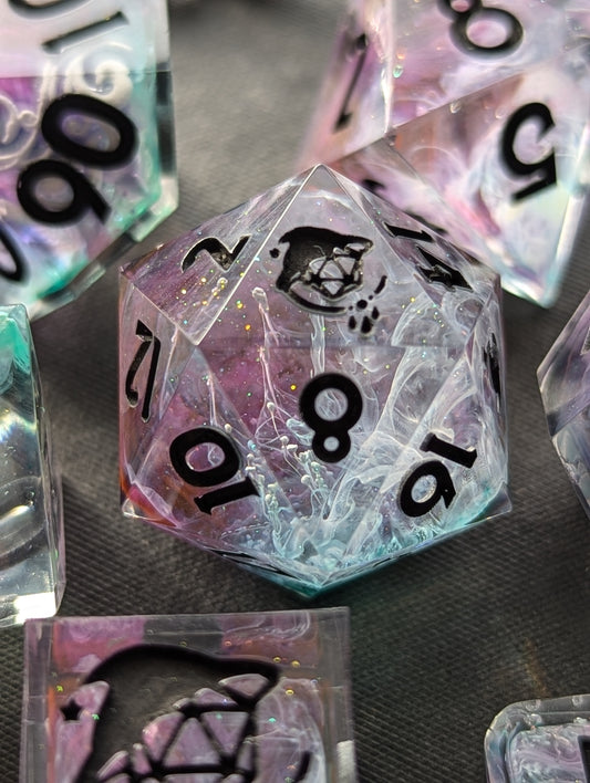 Rainbow Fluorite Handmade Dice Set