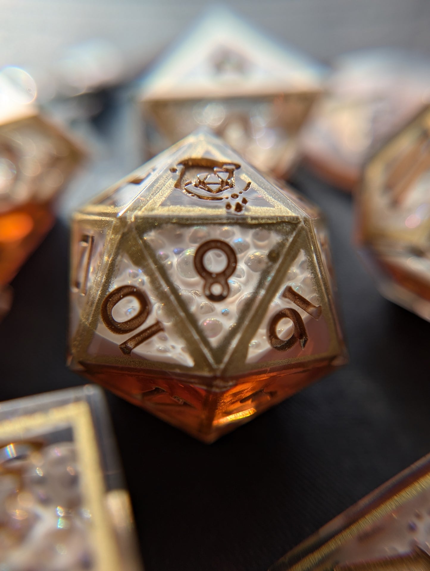 Amber Ale in a Gilded Mug Handmade Dice Set