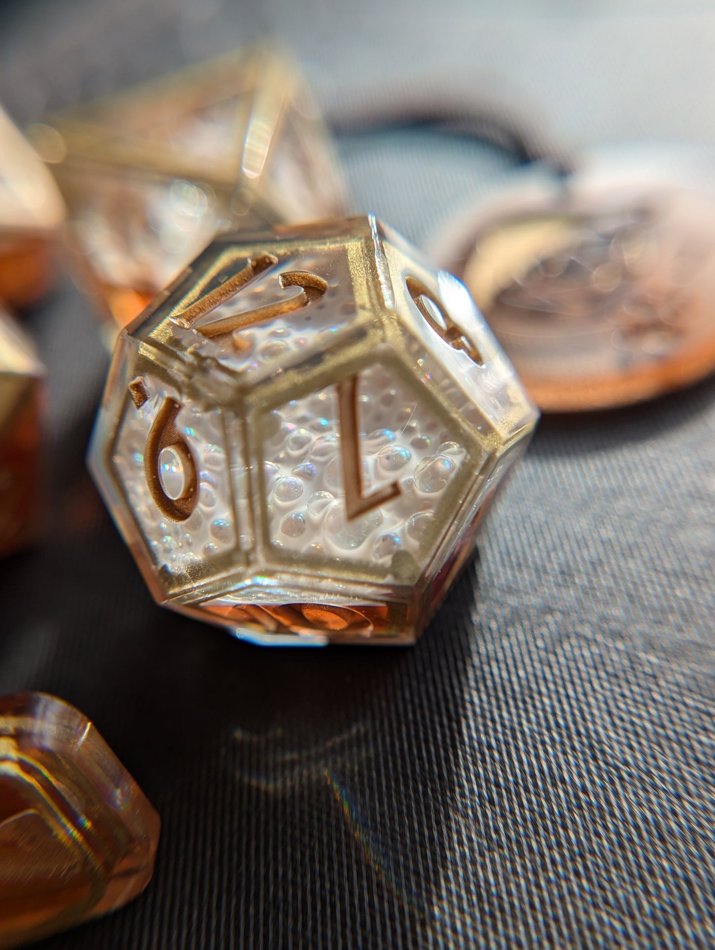 Amber Ale in a Gilded Mug Handmade Dice Set