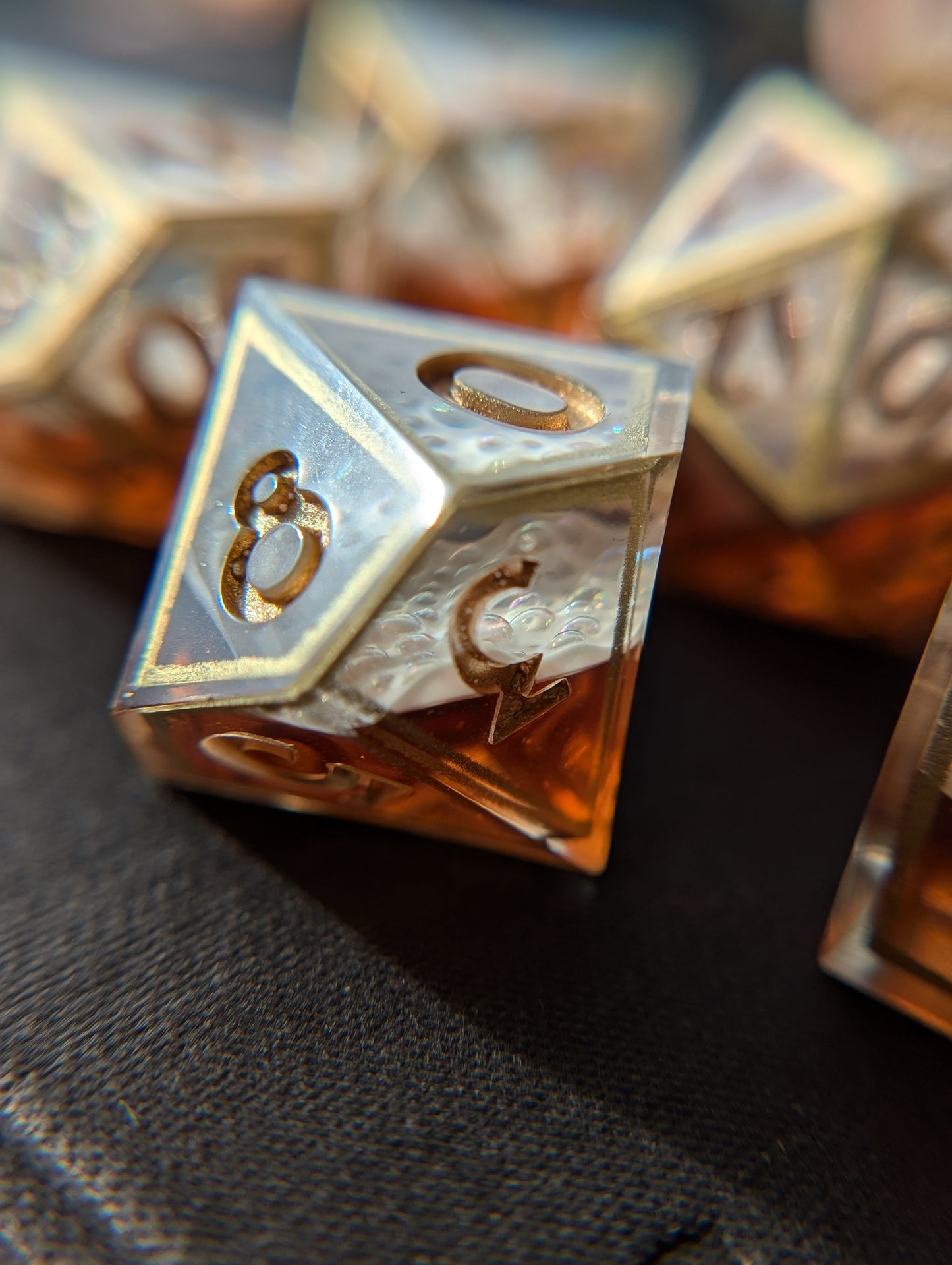 Amber Ale in a Gilded Mug Handmade Dice Set