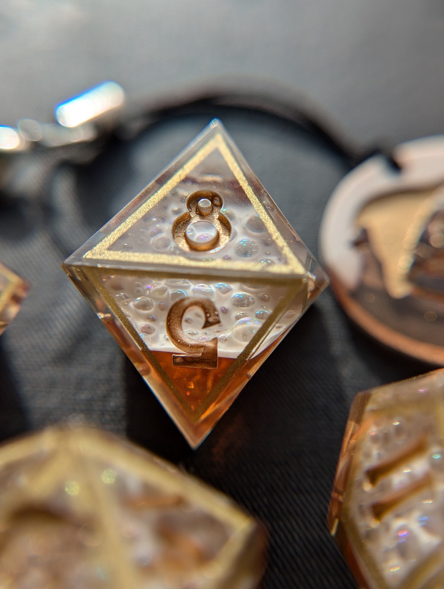 Amber Ale in a Gilded Mug Handmade Dice Set