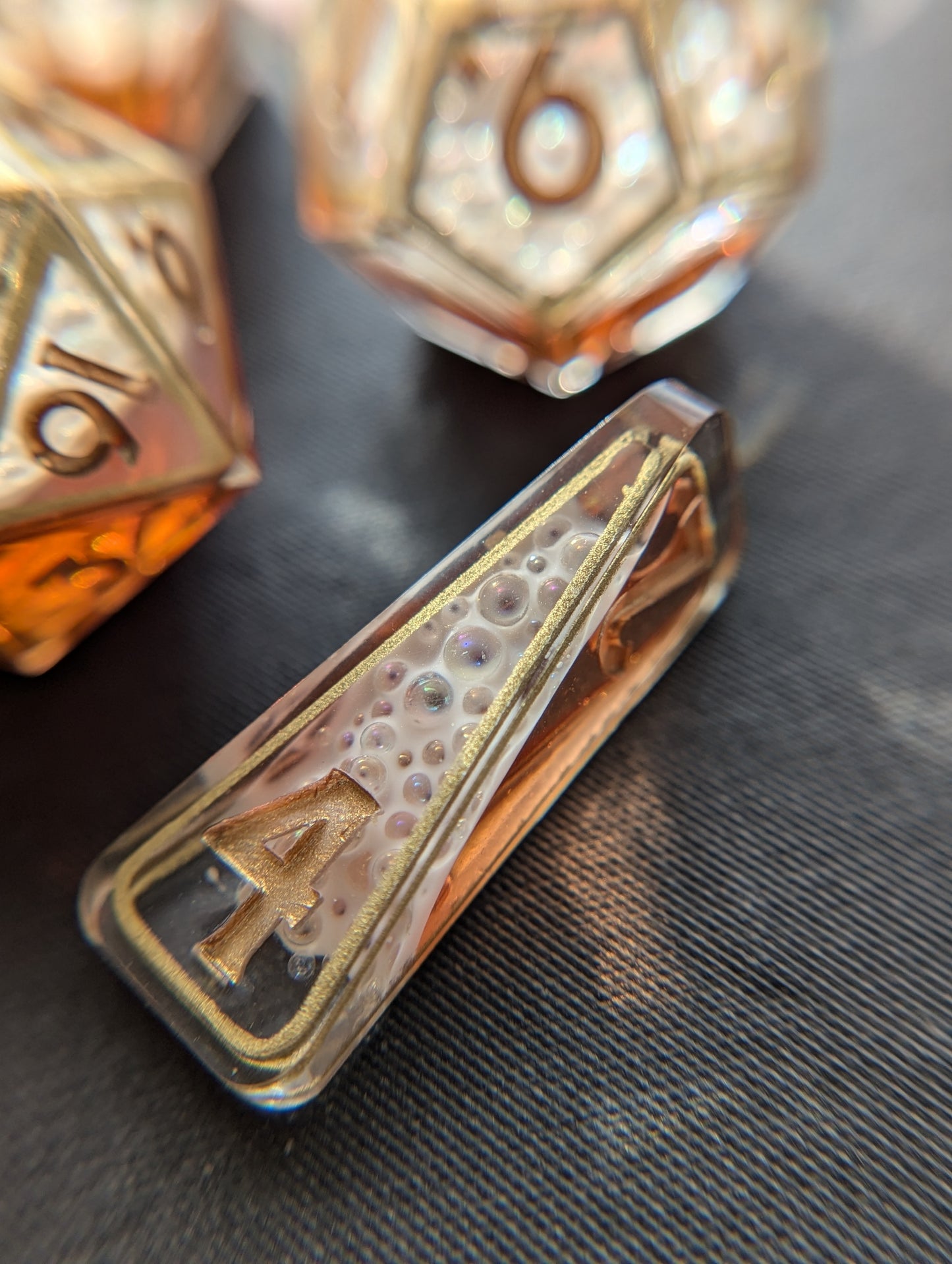 Amber Ale in a Gilded Mug Handmade Dice Set