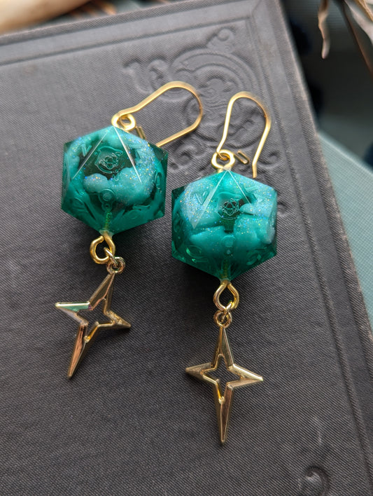 Azure Sky Handmade d20 Earrings