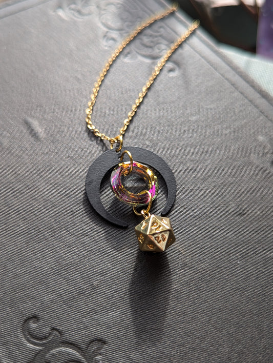 Penumbra Gold d20 Necklace