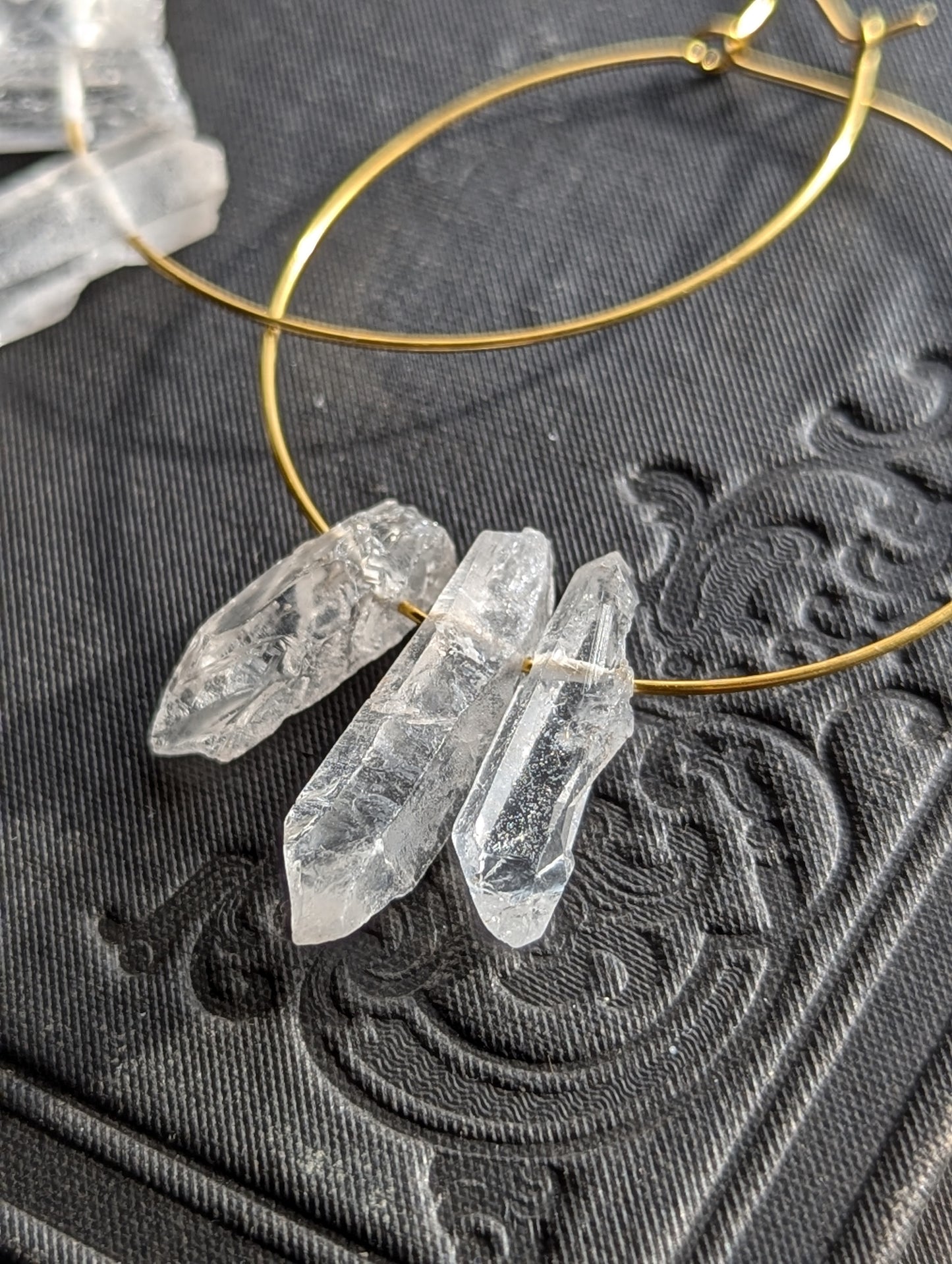 Raw Quartz Hoop Earrings