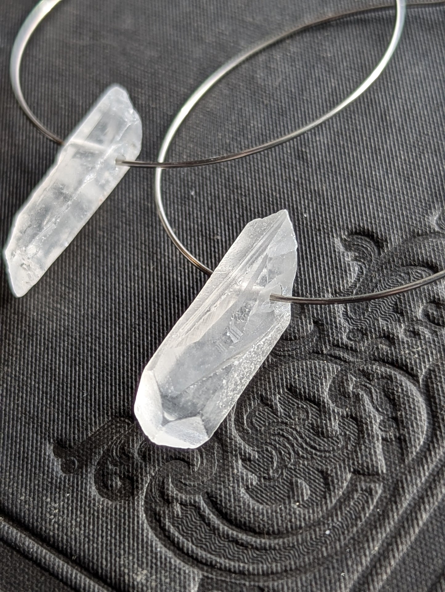 Raw Quartz Hoop Earrings