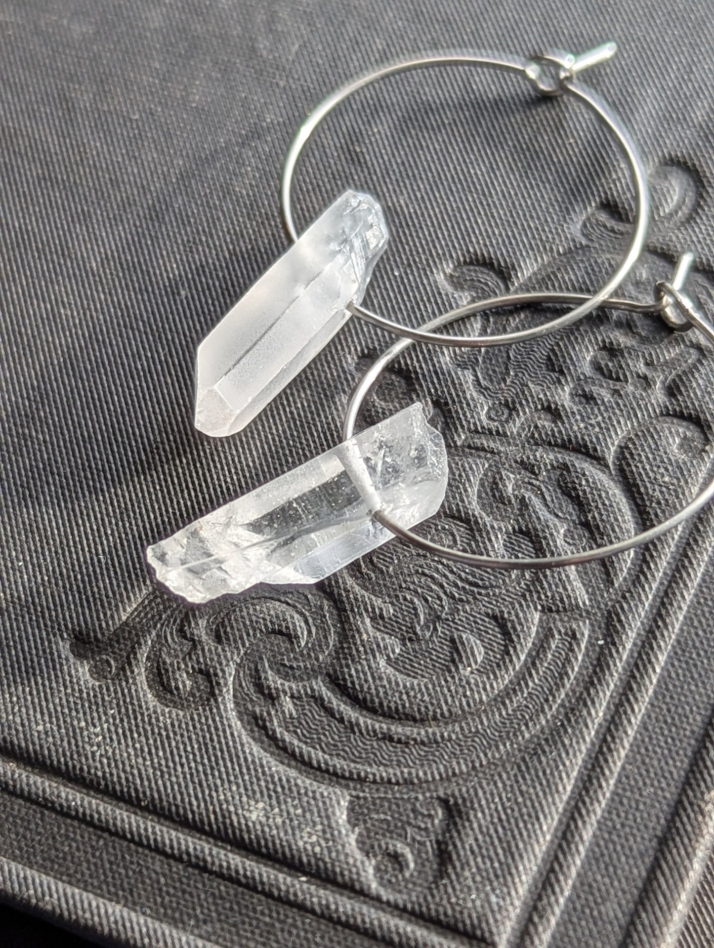 Raw Quartz Hoop Earrings