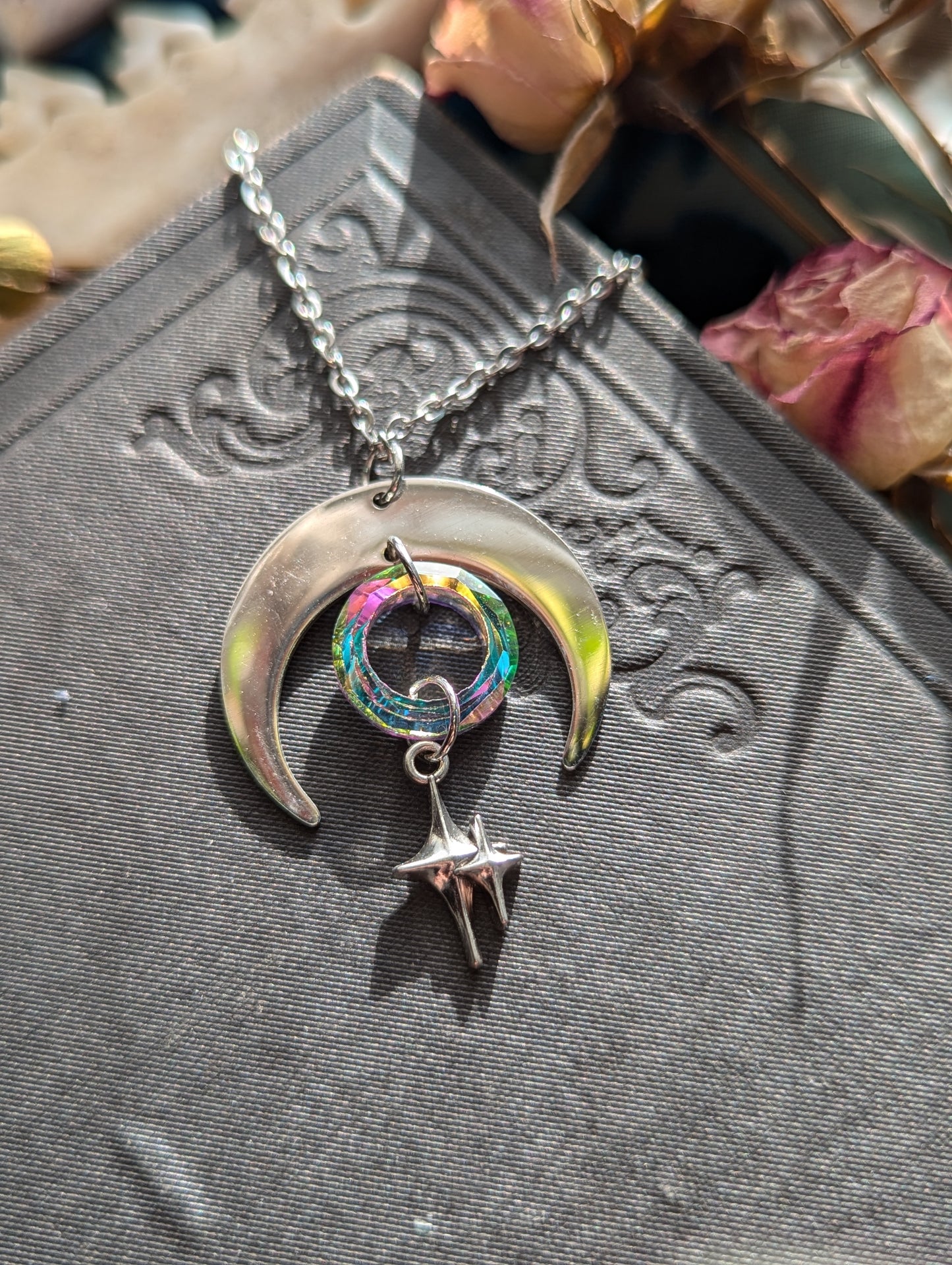 Northern Lights Crescent Moon Necklace