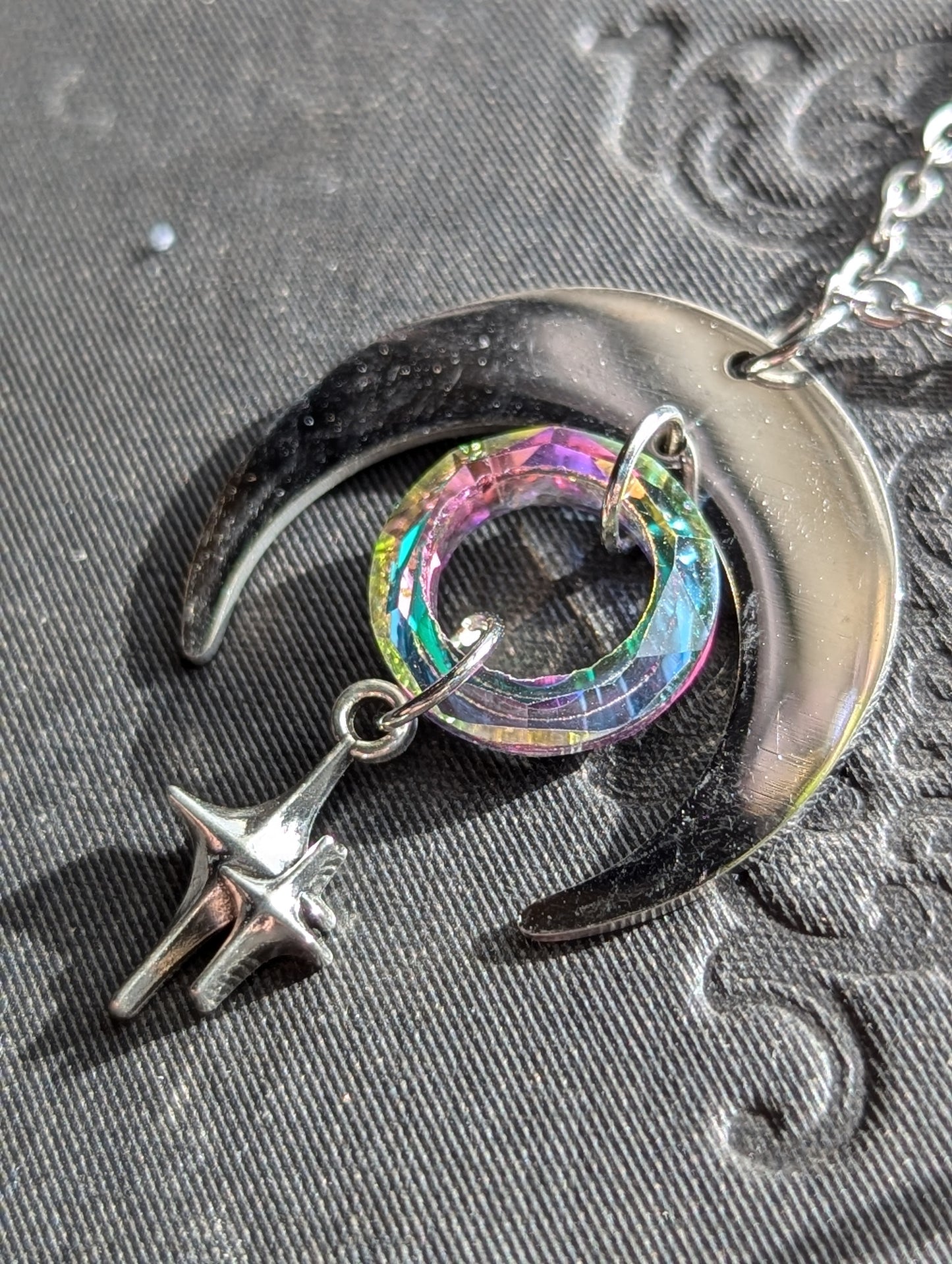 Northern Lights Crescent Moon Necklace