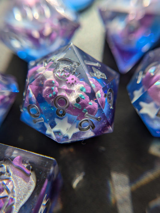 Astral Sea Awwtters (Silver) Handmade Dice Set