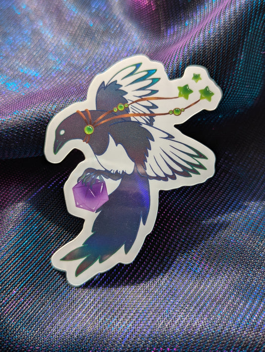 Dice Magpie Holographic Sticker