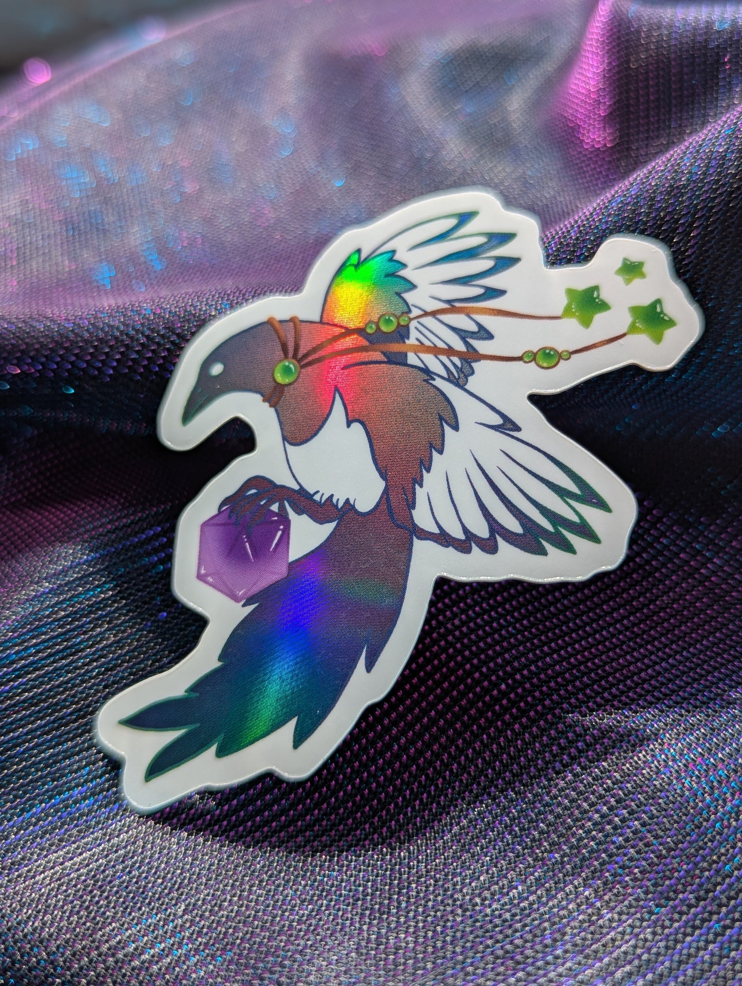 Dice Magpie Holographic Sticker