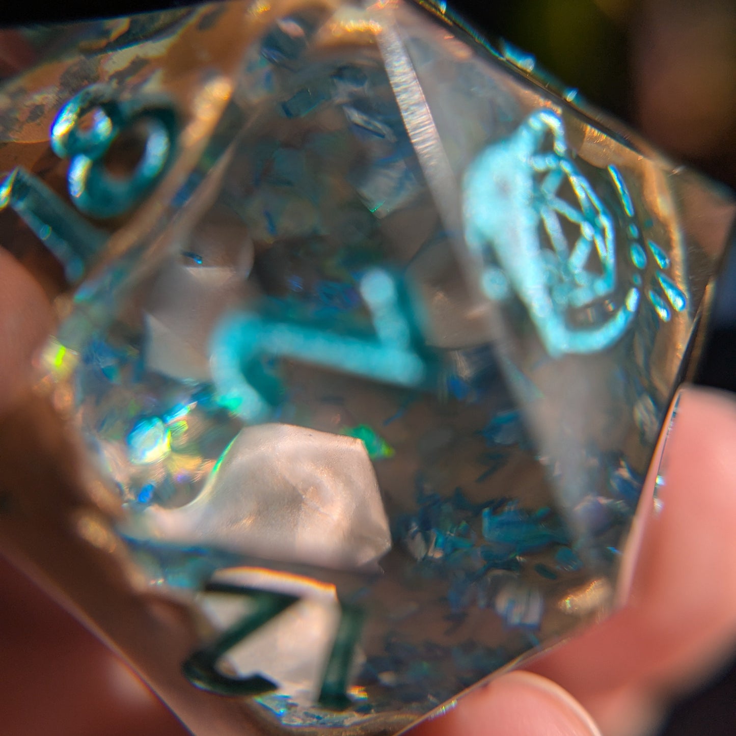 Dungeon Geode (Boulder Opal) - 40mm Chonk d20 Single Dice