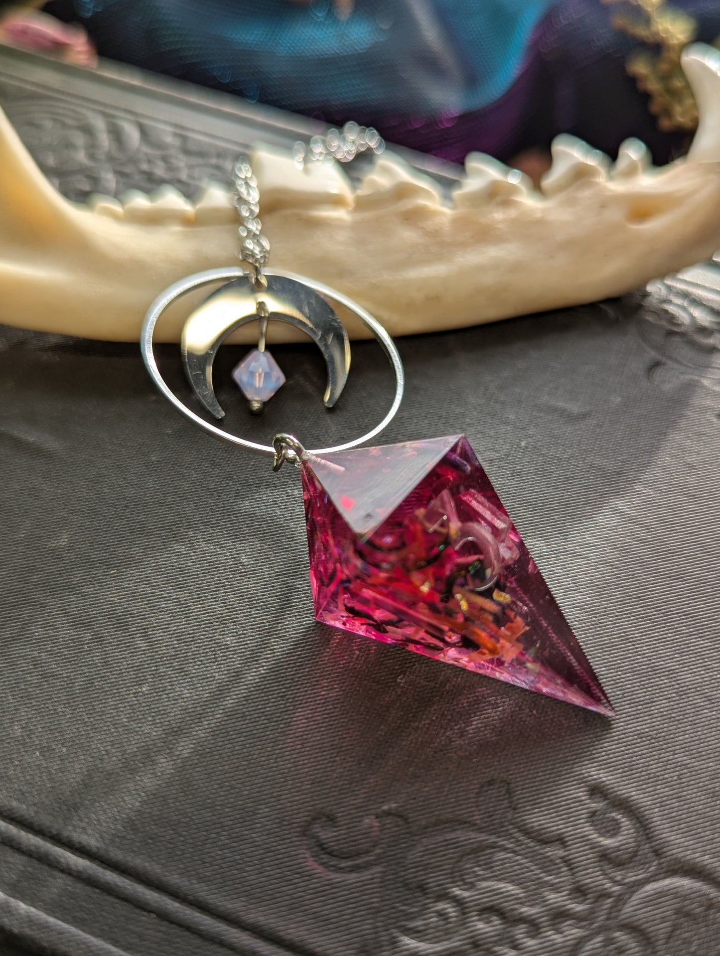 Earl Grey Tea & Crystal d4 Dice Necklace