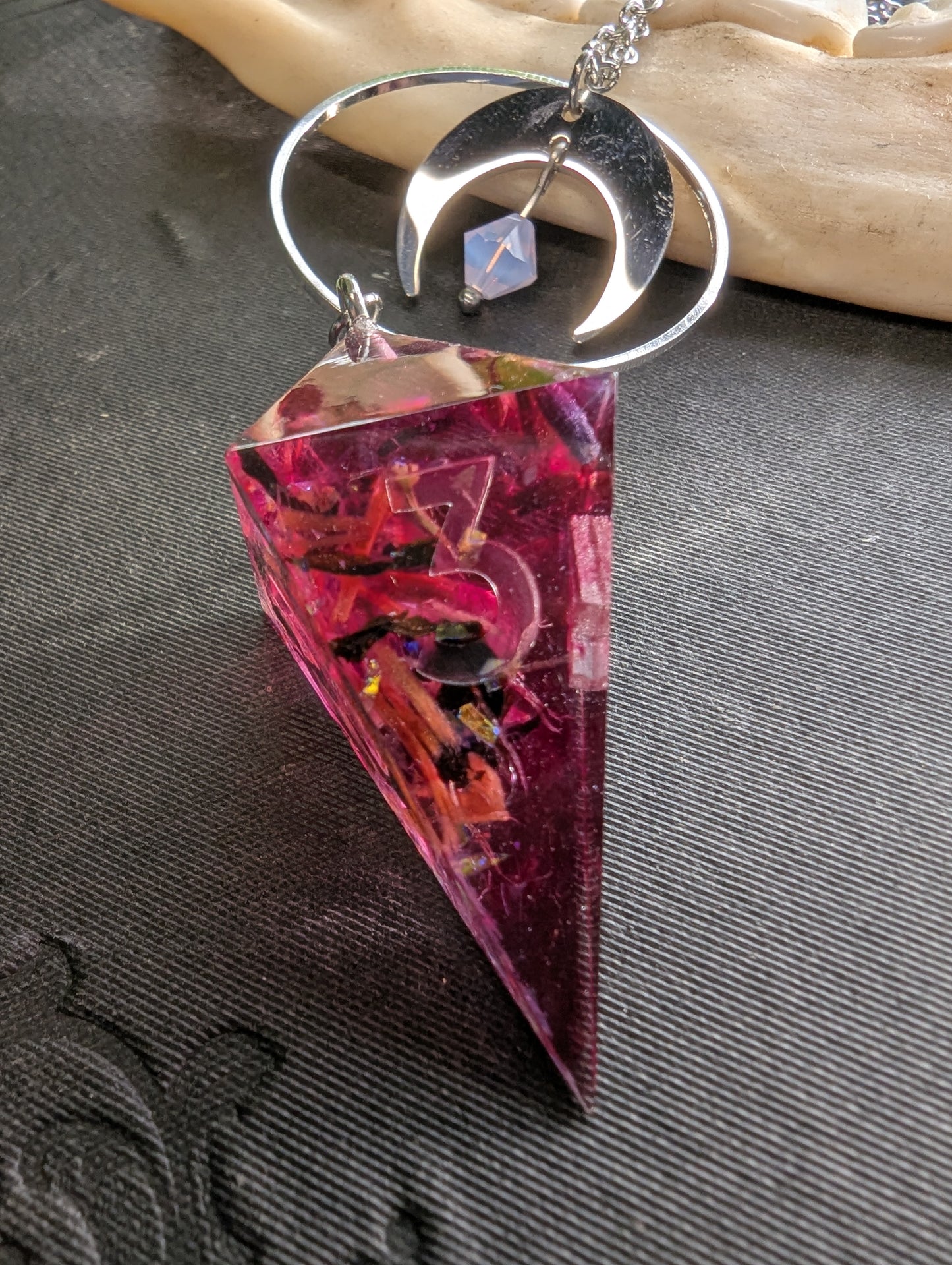 Earl Grey Tea & Crystal d4 Dice Necklace