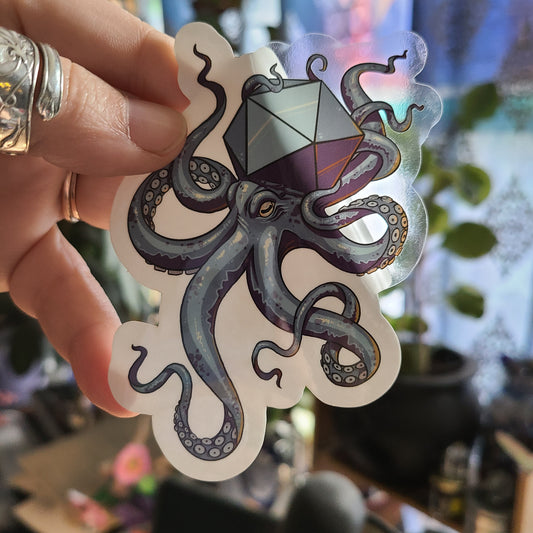 d20 Octopus Clear Sticker